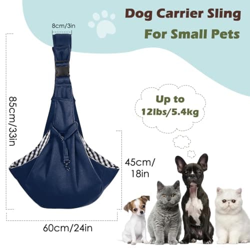 Pawaboo Small Dog Sling Carrier,for 3-10 lbs Pets, Navy Blue — view 2