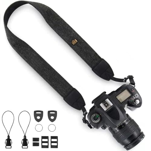 XILIYAI Camera Neck Strap, Cotton Woven Camera Strap Adjustable Camera Strap for Camcorder,and Nikon,Canon,Sony,Minolta,Panasonic,SLR,DSLR Digital Binoculars Video (Black)