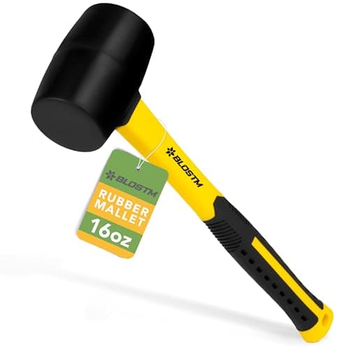 BLOSTM Heavy Duty Rubber Mallet - 16oz. Solid Rubber Mallet Hammer