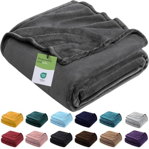 BedLooms Fleece Blanket Grey Single 130x150 cm, Throws for Sofas, Bed Throw