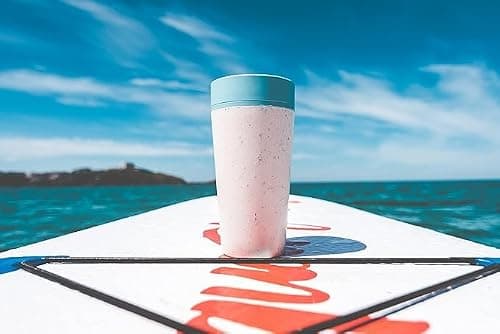 Circular and Co Mark I Model (PRE 2024) Reusable Coffee Cup 12oz/340ml - The World's First Travel Mug Made from Recycled Coffee Cups, 100% Leak-Proof (Cream & Faraway Blue) — view 6