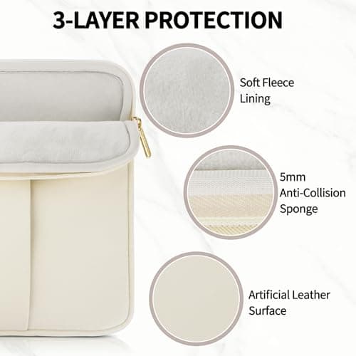 ARVOK Laptop Sleeve Case,Waterproof Notebook Cover for MacBook Air MacBook Pro inch, PVC Computer Carrying Bag with Pocket,Crescent White — view 2