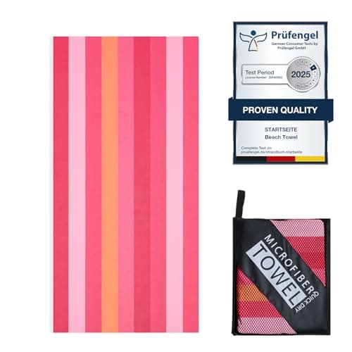 Startseite 200 x 90 cm Microfibre Towel - Large Size Quick Drying Microfibre Beach Towels for adults, Sand-Free, Absorbentextra large Beach Towels for adults - Includes Storage Bag (Pink Stripes)