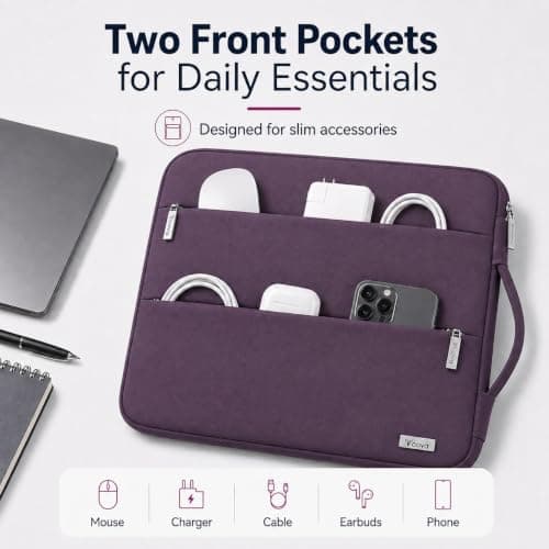 Voova Laptop Sleeve 13.3 Inch, Laptop Case for MacBook Air, Dark Purple — view 4