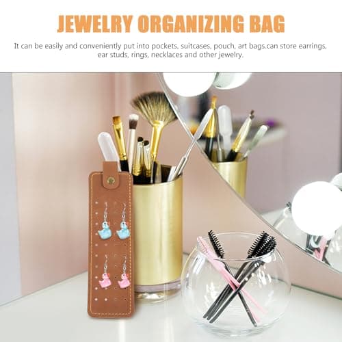 ASAKKURA Foldable Jewelry Bag Travel Organizer for Earrings Rings Necklaces Made of Pu Leather for Compression Bags for Travel and Jewelry Storage — view 3