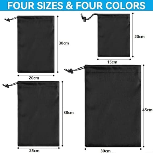 ZiStarlilife Waterproof Drawstring Storage Bag, 210D Oxford Cloth with Silver Coating for Dustproof and Moisture Protection, Black Travel Organizer for Cosmetics, Jewellery and(20 * 30cm) — view 2