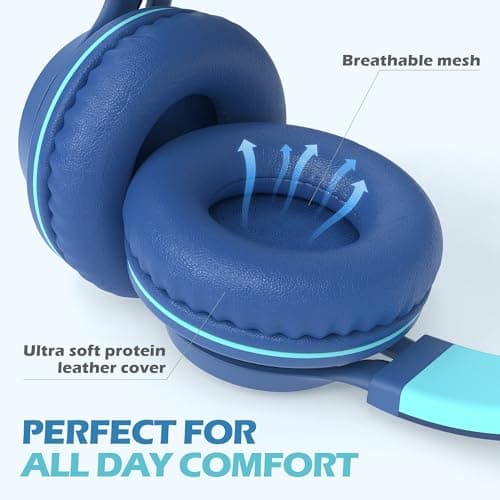 Ailihen C8 On Ear Headphones Wired with Microphone, 3.5mm Jack, Blue — view 3