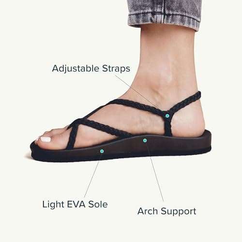 Plaka Lagoon Arch Support Sandals for Women - Comfort Collection, Strappy Braided & Water-Resistant Design - Ideal for Walking, Beach & Summer Use - High-Quality Patented Sole, Classic Black, 5.5 UK — view 4