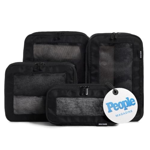 Aerotrunk Compression Packing Cubes for Suitcases - Double Zipper Compression Luggage Organizers - Washable Travel Packing Cubes (4-Pack, Black)