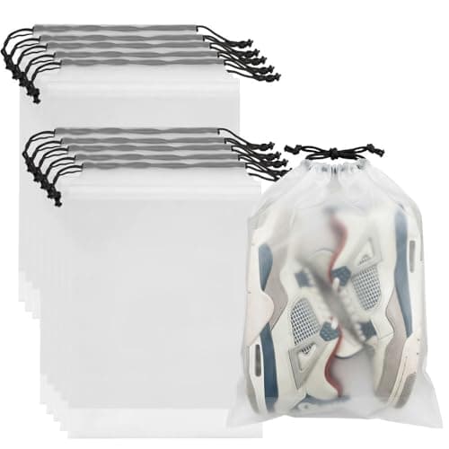 Aieino 10pcs Shoe Bags for Travel Clear 30x40cm Waterproof Drawstring Bag