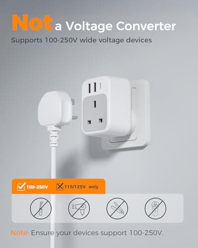 TESSAN South African Plug Adapter, UK to South Africa Plug Adapter with USB — view 6