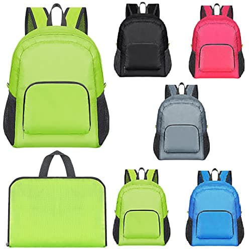 Reginary 5 Pack Foldable Backpacks Bulk Lightweight Travel Book Bag Camping Backpack Packable Handy Daypack Waterproof Portable Hiking for School Student Outdoor Indoor Sports