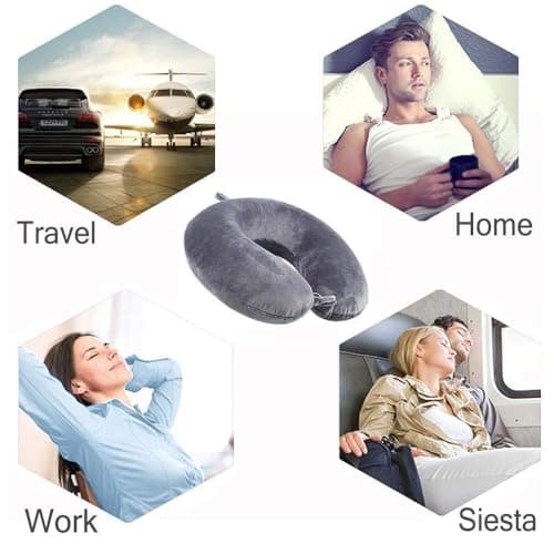 kierain Travel Pillow Memory Foam Neck Pillow Support Pillow Luxury Compact Lightweight Quick Pack for Camping,Sleeping Rest Cushion (Black) — view 6