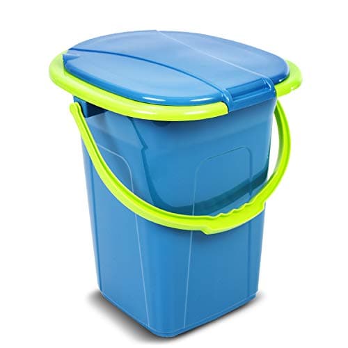 Green Blue GB320 Portable Toilet 19L Mobile Bucket Travel Lightweight Toilet For Hiking Campfire Grill Fishing Festivals Use (Turquoise/Lime) — view 6