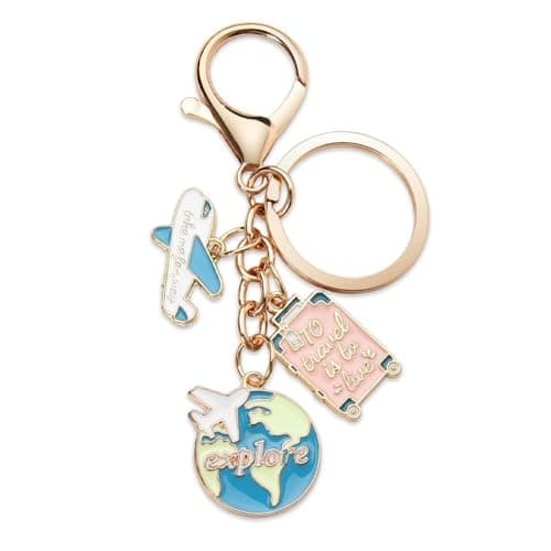 BENBER Enamel Safe Trip Keychain for Travel Accessories for Women Men Cute Graduation Gifts Adventure Keychain for Keys Purse Handbag,Travel Gift for Women Adventurers Birthday Graduation