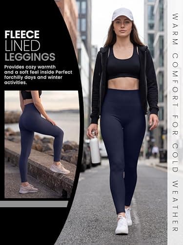 Love My Fashions® Womens Fleece Lined Thermal High Waisted Leggings for Women UK Tummy Control Seamless Soft Warm Everyday Casual Winter Pants Navy Blue — view 4