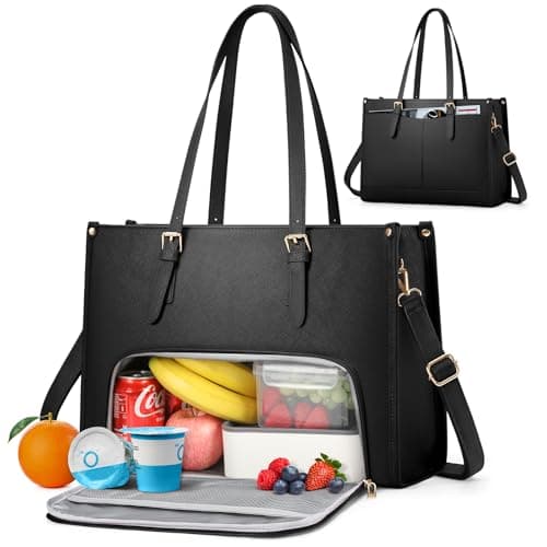 RAINSMORE Laptop Work Bags for Women with Insulated Lunch Compartment Large