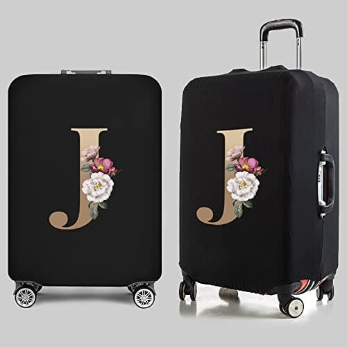 Initial Letter Printed Design Travel Trolley Case Cover Protector Washable Suitcase Cover Luggage Storage Covers for 18-28 Inch Luggage Cover (M (22-25 inch Luggage), gold J) — view 3