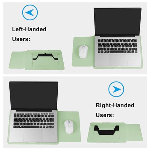 HoYiXi 15.6" Laptop Sleeve Case PU Leather with Stand Compatible with MacBook Pro 16/15.4'' MacBook Pro 15, Mac Air 15,16'' Laptop Bag for Dell, Acer, Asus,15-16'' laptop case,Green — view 3