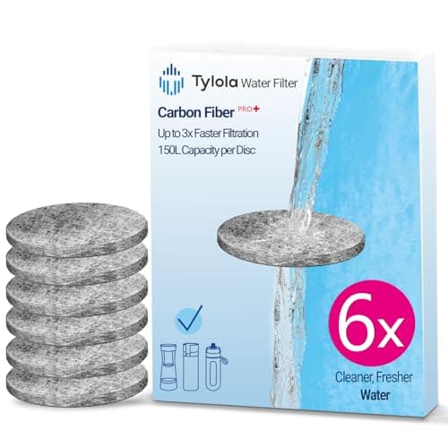 MicroDisc Water Filter Replacement Discs 6-Pack for Brita Fill & Go Bottles & Carafes – Carbon Fibre Wrapped, Fast Flow, 5 Micron Filtration, Reduces Chlorine & Improves Taste
