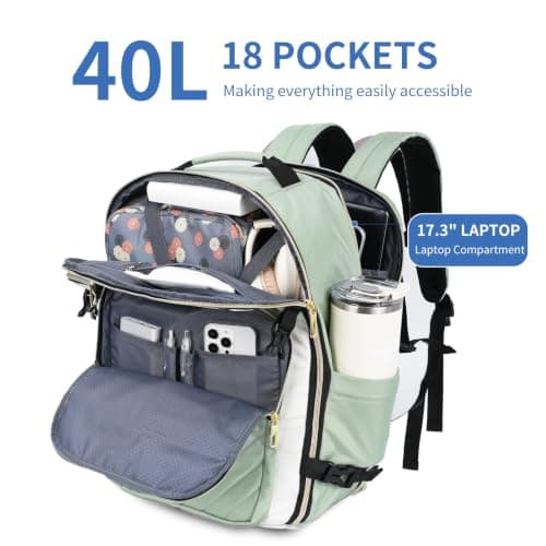 VANKEAN 40L Laptop Backpack Women Large Capacity College Travel GREEN — view 5