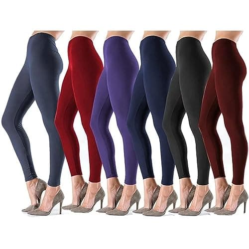 6 Pack Leggings for Women High Waisted Non See-Through Black Soft Workout Gym Yoga Pants Tummy Control Leggings Ladies Buttery Slim Tights Plus Size(6PC,M) — view 5
