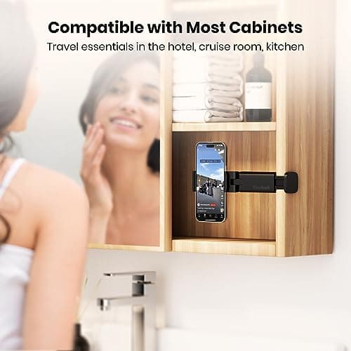 Airplane Phone Holder - Klearlook 4 in 1 Adjustable Phone Stand for Travel,360 Rotation Handsfree Viewing Flight Phone Holder,Foldable Travel Essential,Accessory for Flying/Traveling/Home/Office-Black — view 6