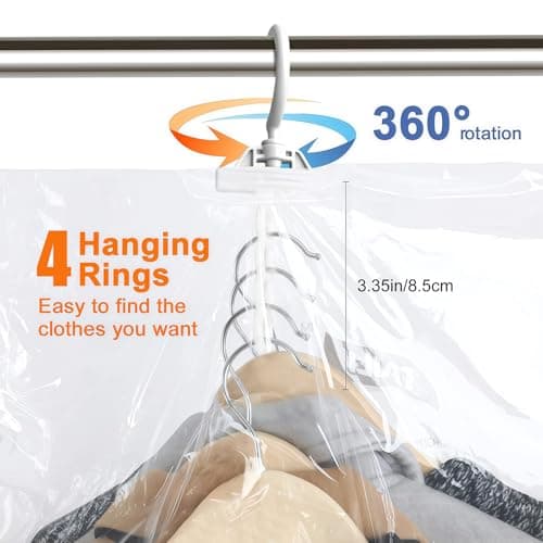 Flintronic Hanging Vacuum Storage Bags, 4pcs(2 Long 135x70CM & 2 Short 110x70CM) Vacuum Compression Zipper Storage Bags, Space Saver for Clothes, Suits, Dresses, Coats or Jackets — view 6