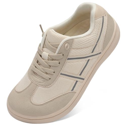 JOINFREE Women's Slip On Walking Shoes Wide Fit Casual Trainers Beige
