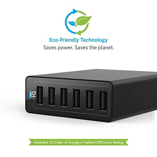 Anker PowerPort 60 W 6-Port Family-Sized Desktop USB Charger with PowerIQ Technology for Smartphones - Black, Compatible with iPhone 8 Plus — view 6