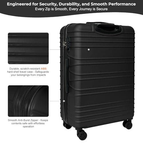 Luggage Depot 2 Piece Suitcase Set, Cabin and Large Checked, TSA Black — view 4
