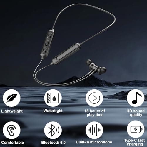Neckband Headphones Wireless for Running Gifts Bluetooth 5.0 Microphone — view 4