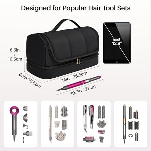Noldena Hanging Hair Tool Organiser Compatible with Dyson Airwrap, Black — view 2