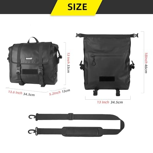 Rhinowalk Motorcycle Saddlebag 15L Waterproof Luggage Bag Quick Release Motorcycle Side Bag Fits Most Adventure and Sports Bike Motor Racks(Black, 1 Pack) — view 2