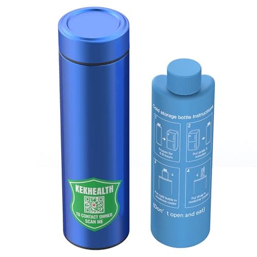KEKHEALTH Compact 60h Insulin Cooler Travel Case, Medicine Cooler for Travel, Stainless Steel Vacuum Insulated Cooler for Insulin, GLP-1, Peptides & 3 Injection Pens, Blue