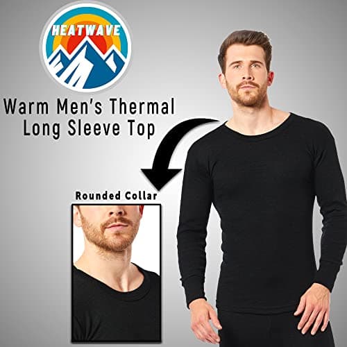 Heatwave® Pack of 2 Men's Thermal Long Sleeve Top, Warm Underwear Baselayer, S M L XL XXL Thermals, Large Black — view 3