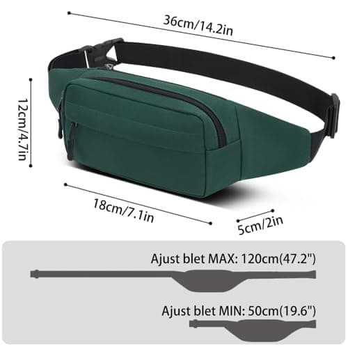Bumbags Waist Fanny Packs for Men Women Fashion Bum Bag with Adjustable Belt for Sport Running Hiking Travel Cycling Walking Dog Boys Ladies (Green) — view 4