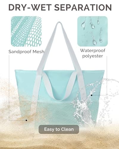 HOMESPON Beach Bag Large Waterproof Tote for Women with Zipper — view 4
