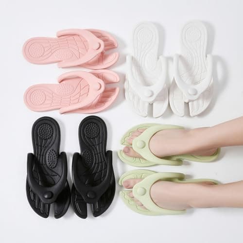 swimming shoes for women,Foldable Flip Flops Travel Slippers Shower Bathroom Shoes Lightweight Folding Slides Sandals Portable Hotel Spa Indoor Pool Slipper Waterproof Quick Drying Beach Slippers — view 5