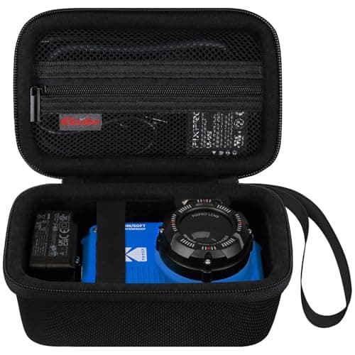 Elonbo Carrying Case for Kodak PIXPRO WPZ2 Rugged Waterproof Digital Camera, Shockproof WiFi 4K Video Digital Camera Storage Cover Bag, Mesh Pocket fits Battery Charger Memory Card. Black