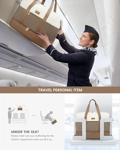 LOVEVOOK Travel Overnight Bags for Women, Waterproof Weekend Hospital Gym Bag with Shoes Compartment & Trolley Sleeve, Large Carry On Cabin Duffle Holdall Bag, Khaki — view 5