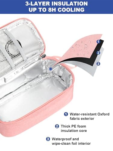 YOUSHARES Breastmilk Cooler Bag - Breast Milk Cooler Travel Bag with Real-Time Temperature Display, Breast Milk Storage Bag with 2 Ice Pack, Small Cool Bag for Insulated Bottle for Breastfeeding(Pink) — view 4