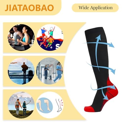 JIATAOBAO Compression Socks for Men & Women 20-30 mmHg Medical Grade – Graduated Support for Running, Travel, Nursing & Pregnancy Boost Circulation, Reduce Swelling, Anti-Slip Design (red, L/XL) — view 5