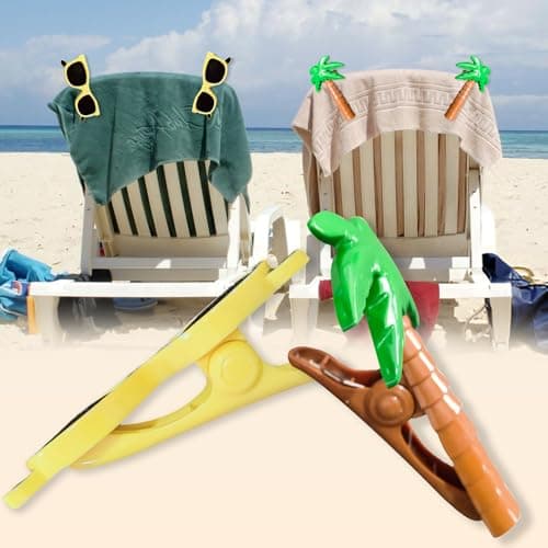 4 Pcs Large Beach Towel Clips for Sun Loungers, Sunbed Towel Clips Towel Pegs for Sun Lounger, Beach Pegs Sunbed Clips for Towels, Windproof Laundry Clips — view 4