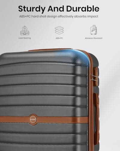 Kono Medium Hard Shell Suitcase, Lightweight ABS+PC Checked Luggage,Grey — view 2