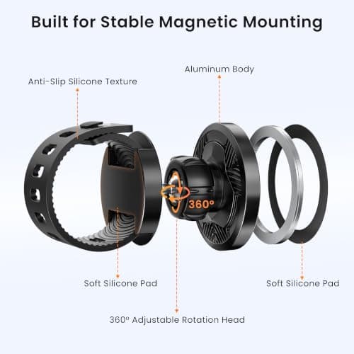 Itramax Gym Stroller Phone Holder,360° Magnetic Handlebar Mount with Strap — view 5
