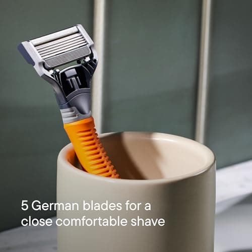 Harry’s Original Razors for Men, 5-Blade Razor Set – 1 Orange Handle, 5 Razor Blade Refills, 60ml Shave Gel, Travel Blade Cover — view 3