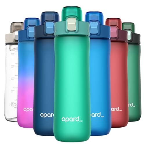 Opard Zip 600ml Plastic Water Bottle Dishwasher Safe, Leakproof Flip-Top Lid, BPA Free Tritan, Wide Mouth Reusable Kids Water Bottle for School Hiking Commuting Outdoor Travel and Gym