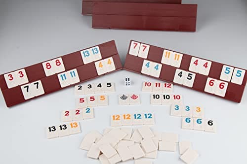 Doublefan Rummy Game Set Large Size With 106 Tiles And Four 2 Tier Playing Racks in Aluminum Case, Rummy Cube Games Set Travel/Camping Choice (2-6 Players) — view 6