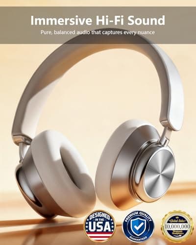 Wentronic Y03 Bluetooth Headphones Wireless Active Noise Cancelling Over Ear Headphones 48 Hours Playtime 6 EQ Music Mode High Sound Quality Headphones with Soft Ear Cushion - Silver — view 2